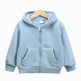 thumbnail image 2 of Staki Girls Winter Jacket Kids Full Zip Hoodie Boys Jacket Warm Cozy Outwear Coat with Pockets 1-10Y(Blue,2-3 Years), 2 of 9