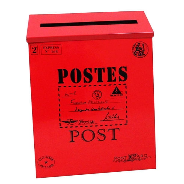 Buzón de periódico retro para exteriores, de pared, apto para rojo