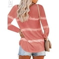 thumbnail image 3 of Gustave Plus Size Women's Striped Tie Dye T-Shirt, Long Sleeve Button Down Legging Blouse Loose Casual Tunic Tops "Red, 2XL", 3 of 5