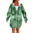 thumbnail image 6 of Women's Christmas Printed Long Sleeve Hooded Sweatshirt Jacket with Drawstring and Zipper Pockets, Fashionable Casual Wear for Fall and Winter,Green,XL, 6 of 6