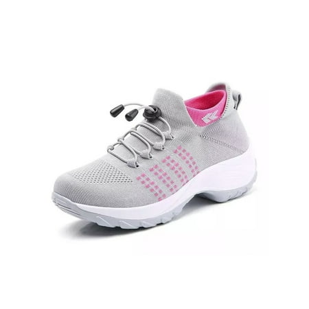 

Crocowalk Sneakers for Women Fashion Breathable Running Sports Sock Wide Width Slip On Shoes Ladies Gray 7