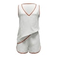 thumbnail image 5 of Tanghaowl Short Sets for Women, Women's Relaxed Summer Sleeveless Tank And Shorts Suit – Lightweight Two Piece Outfit With V Neck Top Plus Loose Fit Bottoms White L, 5 of 6