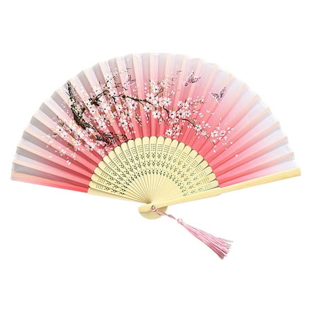 

Home Decor 2PC Folding Fan Chinese Hand Fans For Women Foldable Silk Bamboos Hollowed Wedding Dancing Party Decoration