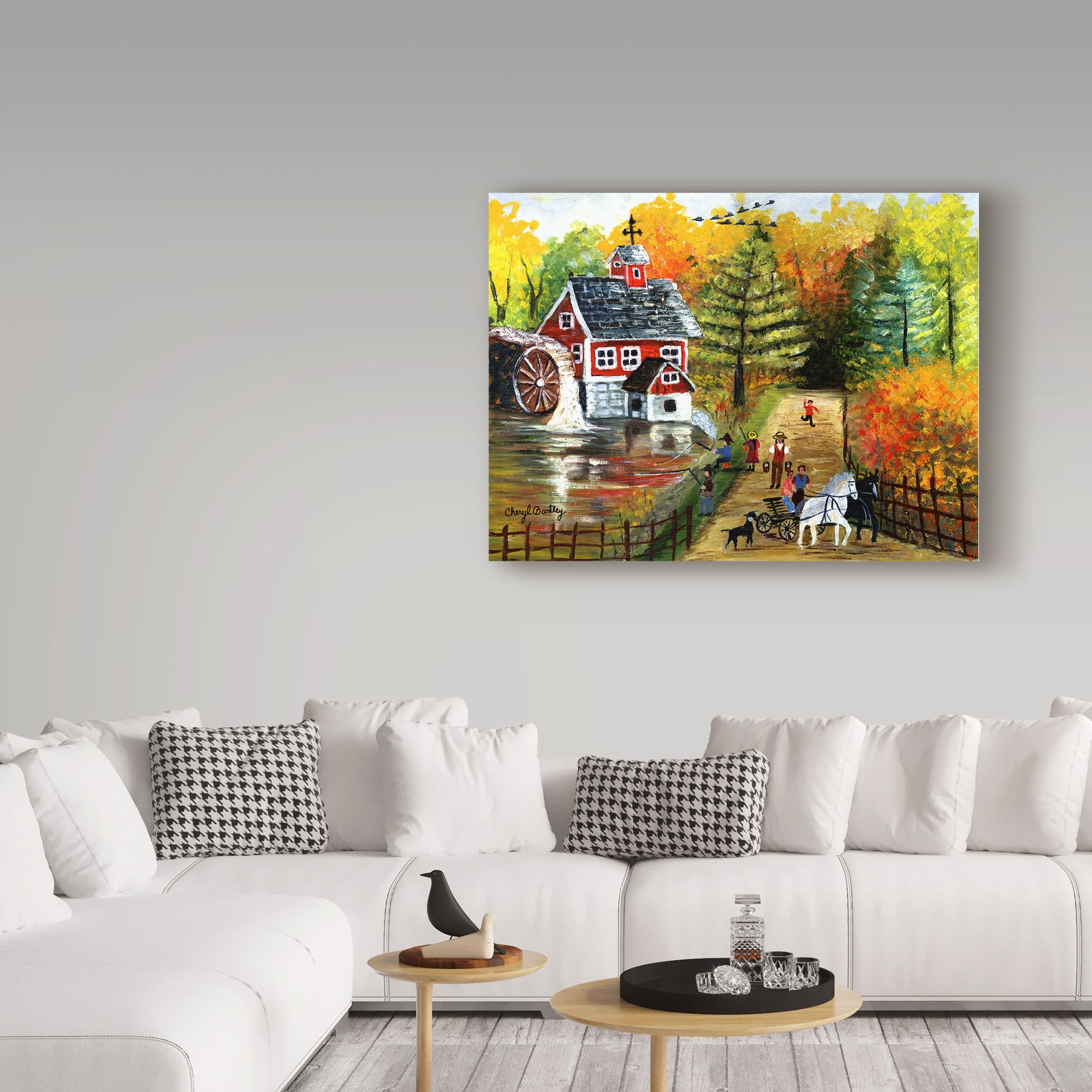 Trademark Fine Art 'Fishing by the Old Grist Mill' Canvas Art by Cheryl Bartley