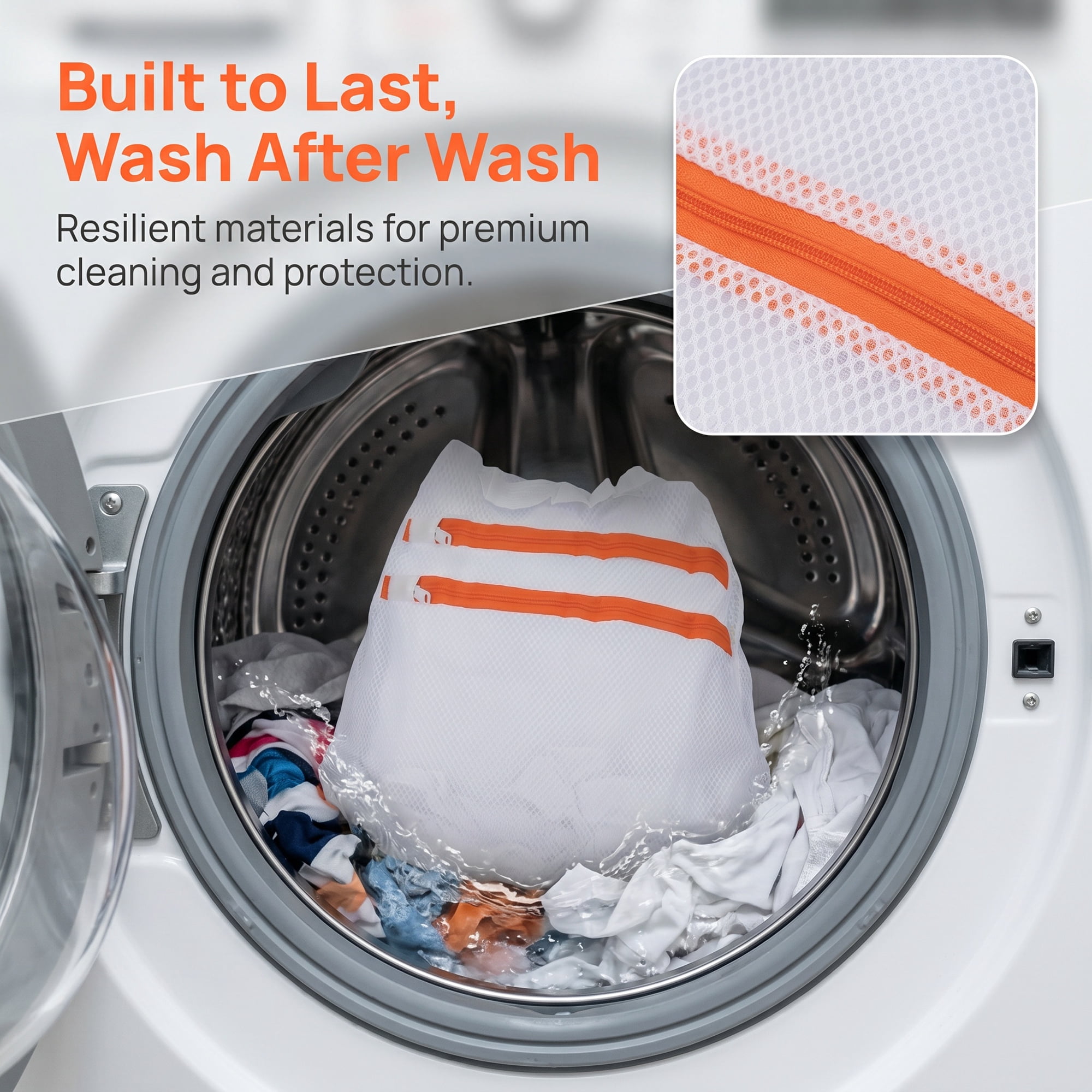 Unique Bargains 2 Pcs Mesh Laundry Bags, Durable Zipper Closure White 11.8"x11.8"
