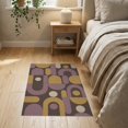 thumbnail image 3 of ODIKA 2'x3' Purple and Mustard Geometric Charm Washable Throw Rug Retro Abstract Backgammon Pattern Design for Hallway, Study Room, Non-Slip Low Profile, Flatwoven, 3 of 7