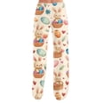 thumbnail image 4 of Easter Pajamas Women Drawstring Stretch Waist Trendy Pjs Cute Easter Egg Print Comfy Wide Leg Pants (Beige,2XL), 4 of 5