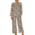 thumbnail image 2 of qolati Womens 2 Piece Pajama Sets Floral Print Long Sleeve Tops with Wide Legs Pants Sleepwear Matching Outfits Comfortable Soft Loungewear Pjs Suits, 2 of 5