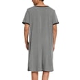 thumbnail image 4 of Ekouaer Mens Sleepwear Short Sleeve Nightgown Henley Nightshirt V Neck Sleep Shirt Long Loungewear, 4 of 6