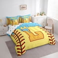 thumbnail image 2 of Erosebridal Light Blue Dripping Baseball Stitch & Waffle Letter L Graphic Bedding Comforter Set 7pcs, Alphabet Graphic Queen Bedding Sets for Boys And Girls Kids,Lightweight Room Decor, 2 of 6