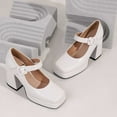 thumbnail image 6 of Mary Jane Shoes Women,Elegant Women Heels Retro Square Toe Dressy Fashion Mary Jane Shoes for Formal Events,Womens Mary Jane Flats,02 White,7.5, 6 of 8