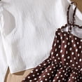 thumbnail image 5 of ZXLBBD Girls' Elegant Summer Polka Dot High Waist Sleeveless Dress with Long Sleeve Cardigan Fashion Party Wedding Clothing Sets,Brown,Size 10 Y-11 Y, 5 of 7
