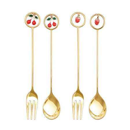 

4pcs Exquisite Dessert Spoons Lovely Coffee Spoons Stirring Spoons (Golden)