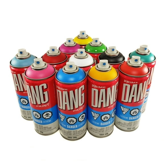 DANG Prime 400ml Mural Spray Paint Kit for Aerosol Art - Main Set of 12 Popular Colors