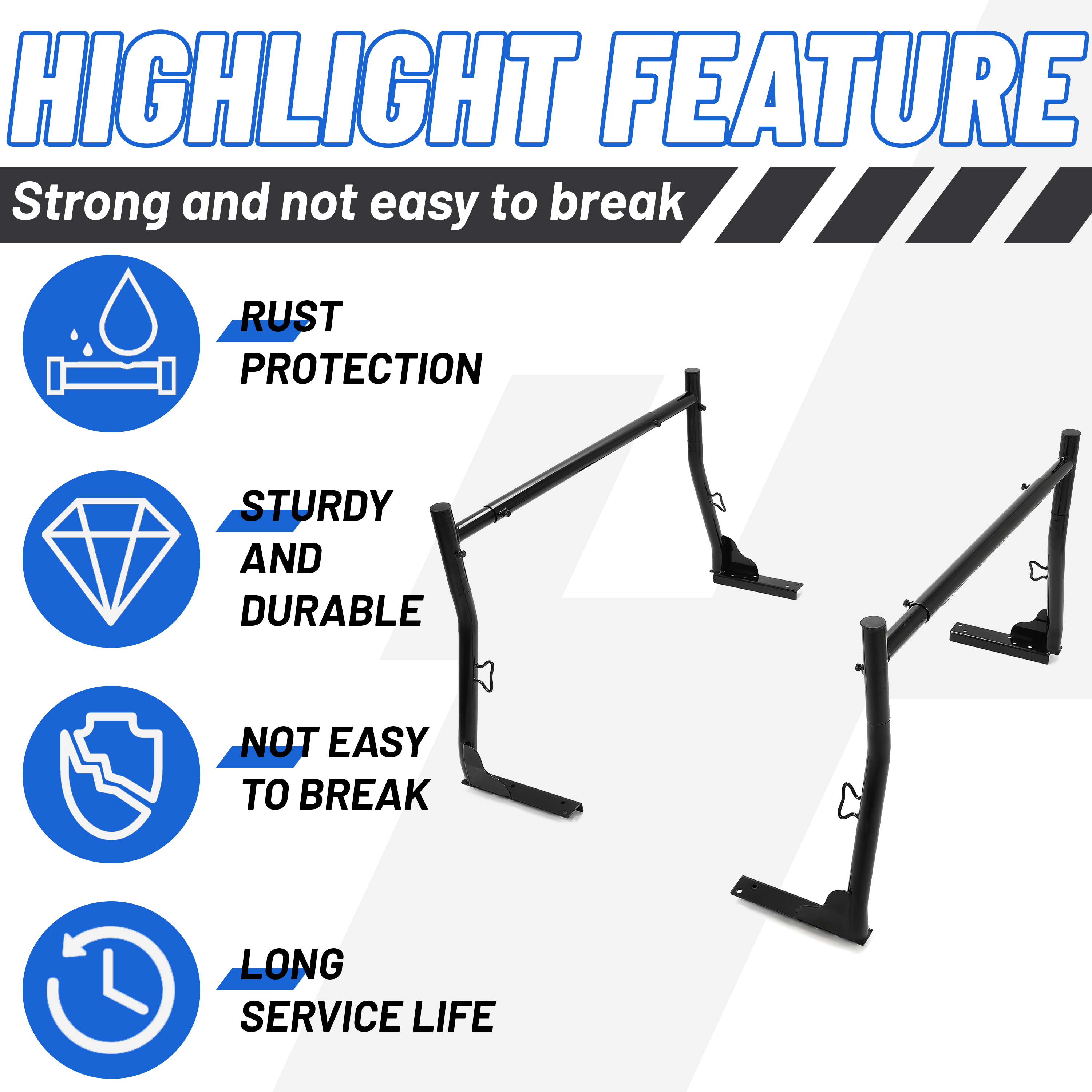Universal 800 LBS Ladder Rack For Pickup Trucks – No Drill Clamp-On Kayak/Cargo Rack