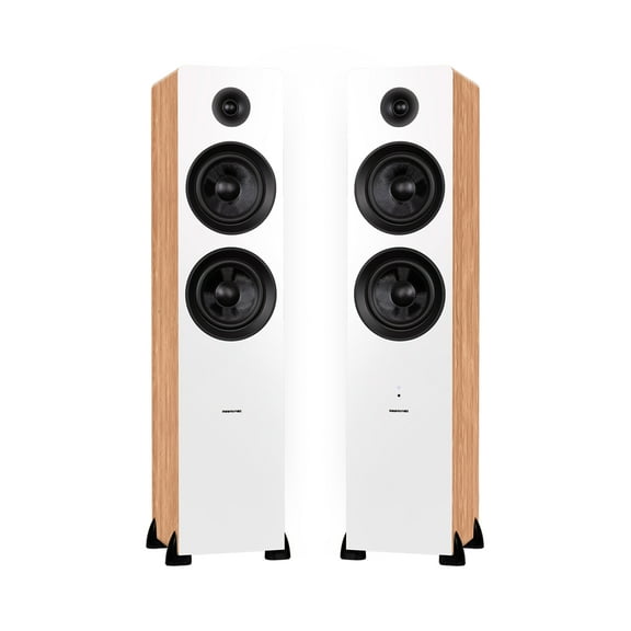 Fluance Ai81 Elite Powered 2-Way Floorstanding Tower Speakers, 150W Built-in Amplifier for 2.0 Stereo Music & Movie Listening, TV, Turntable, PC & Bluetooth - 2x RCA, Optical, Sub Out (Lucky Bamboo)