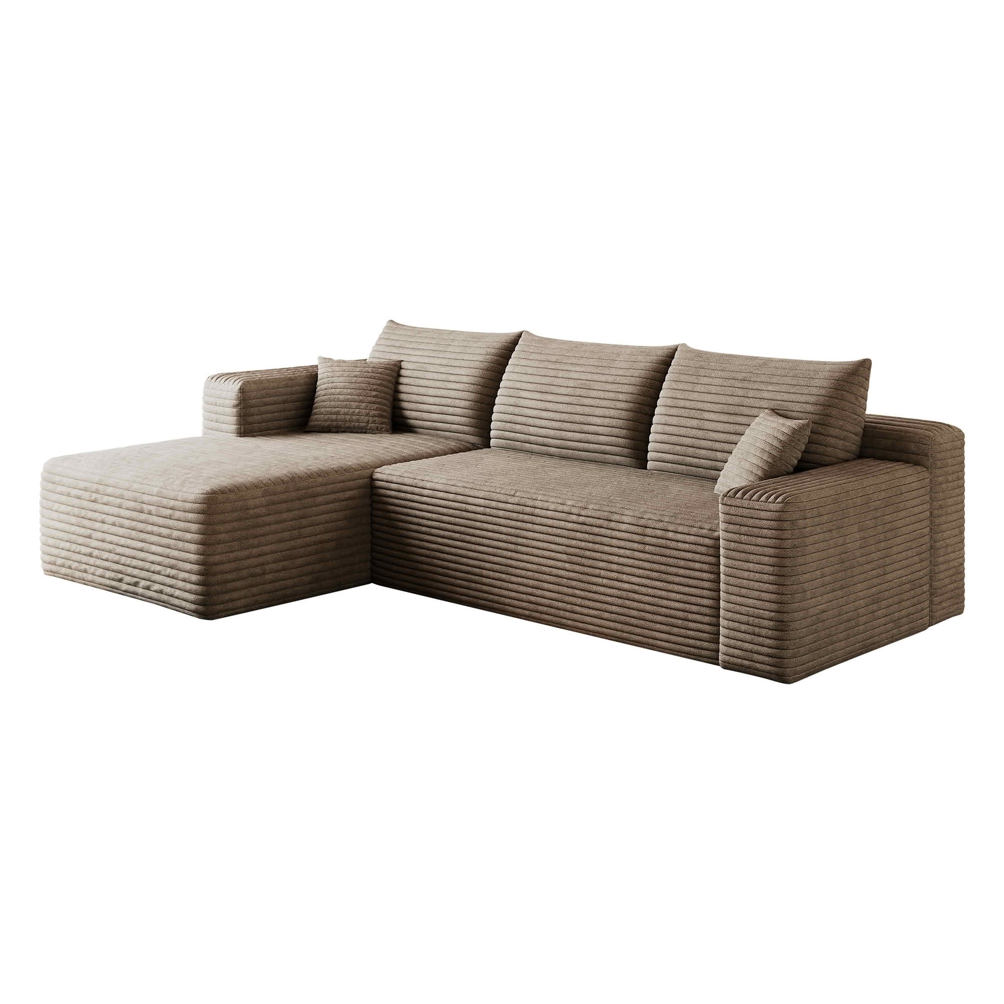 MAYEERTY 95" Corduroy L-Shaped Sectional Sofa, Modern Minimalist Deep Seat Corner Couch with Chaise, No Assembly Leisure Sofa for Home