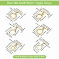 thumbnail image 2 of 1 Box 12 Sets 6 Styles Toggle Jewelry Clasps Real 18K Gold Plated T Bar Clasp Necklace Round Flower Shape IQ Jewelry Fastener Connectors Buckle for DIY Jewelry Making Finding Bracelet Necklace, 2 of 5
