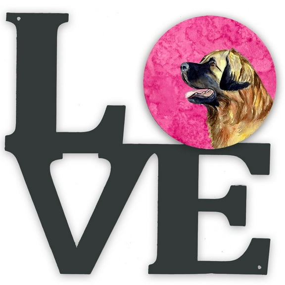 Pink Leonberger Metal Wall Artwork LOVE
