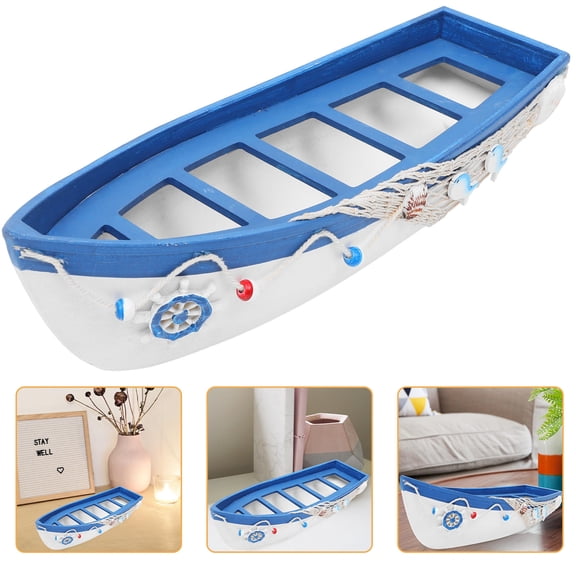 Pretyzoom Modern Sailing Ship Sculptures Large Wood Boat Statue Assorted Color Beach Nautical Theme Decoration 1 PCS