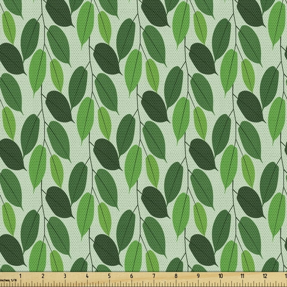 Vines Upholstery Fabric by the Yard, Continuous Liana Leaves Exotic Spring Illustration in Green Tones, Decorative Fabric for DIY and Home Accents, 2 Yards, Emerald Green by Ambesonne