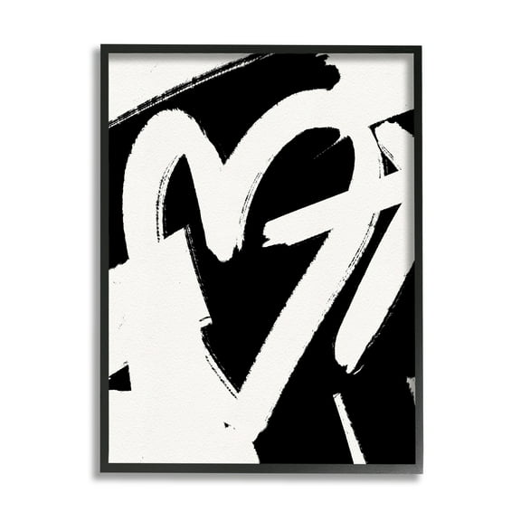 Stupell Industries Arrow Through Heart Black Contemporary Street Style Graphic Art Black Framed Art Print Wall Art, Design by Leah Straatsma