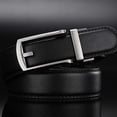 thumbnail image 3 of Noir Ceinture Homme, Ceinture en Cuir pour Homme, Rglable Ceinture Boucle Automatique 3.3cm * 120cm (Bote incluse), Ceinture en cuir d'affaires, Vaca, 3 of 5