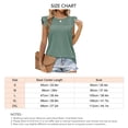 thumbnail image 2 of Camiseta sin mangas con cuello redondo de verano para mujer, manga casquillo, color liso, ojales, blusa informal fruncida, verde M, 2 of 2