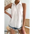 thumbnail image 5 of Women'S Satin Sleeveless Blouse Spring Top Casual Office Solid Color Shirt Elegant Feminine Chic White S, 5 of 9