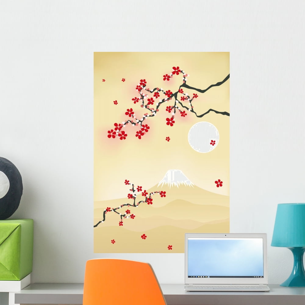 Japanese Cherry Blossom Wall Mural by Wallmonkeys Peel and Stick