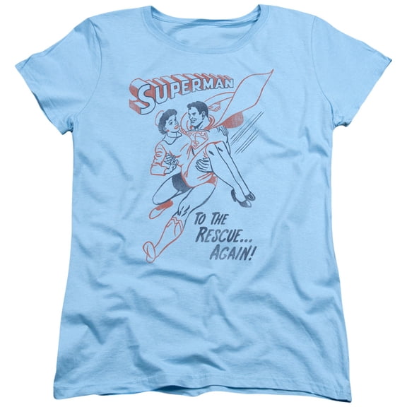 Superman To The Rescue Women's T-Shirt Light Blue
