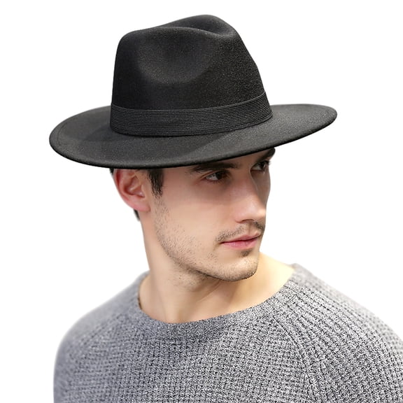 PAMINGONO Mens Black Fedora Classic Wool Breathable 1Pack for Godfather Events