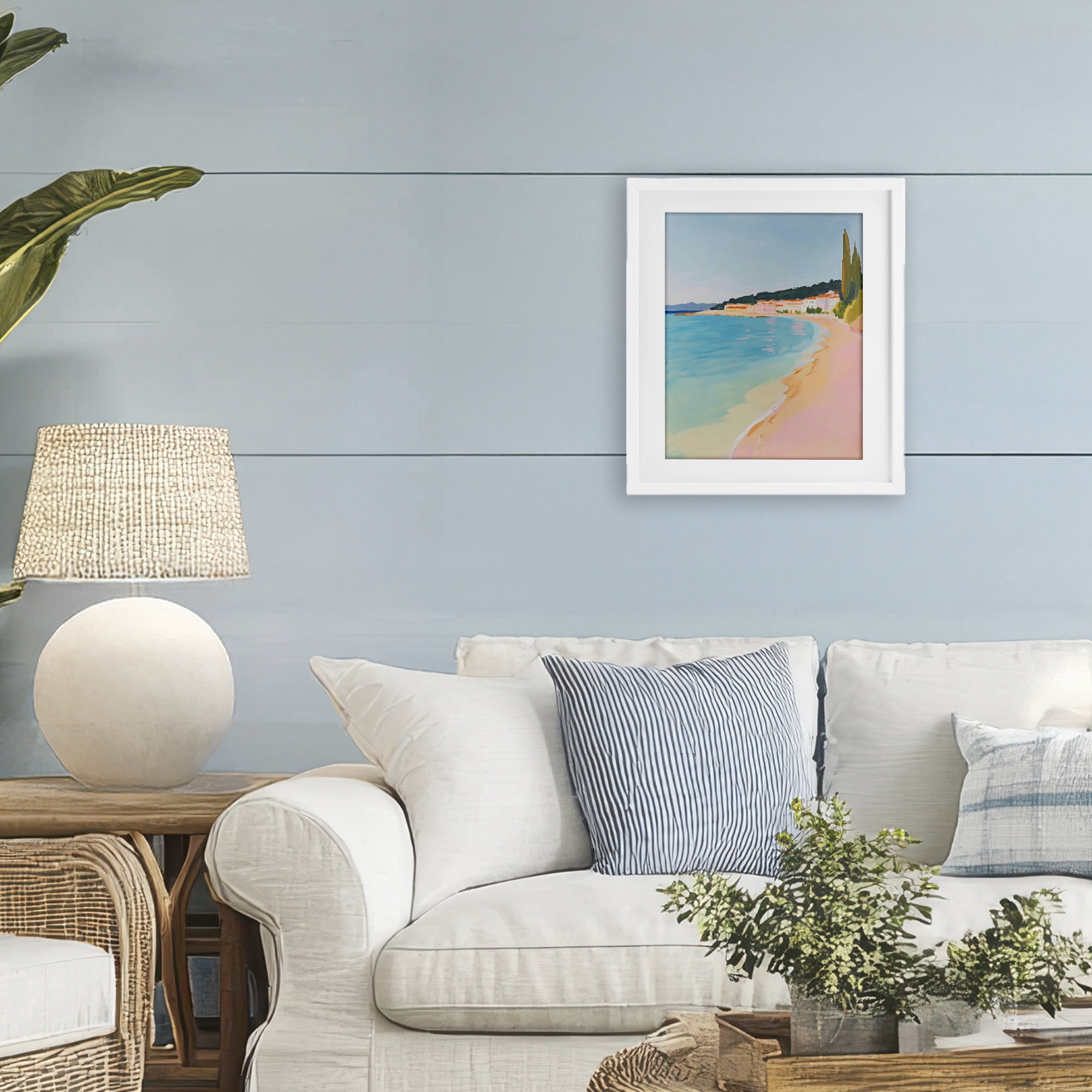 Stupell Industries Abstract Village By The Sea White Framed Print Under Glass, design by The Prints Vibe