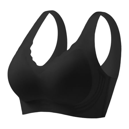 LISTHA Womens Wireless Push-Up Bra Ladies Lifting Wide Strap Seamless Bra Comfortable Full Coverage Shaping Sports Bras Black M