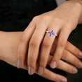 thumbnail image 3 of SZUL Women's 3/4 Carat TW Amethyst and Diamond Flower Ring in 10K Yellow Gold, 3 of 6