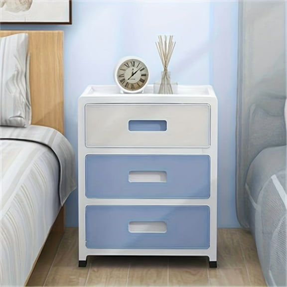 Heavy-Duty Plastic Storage Cabinet with Drawers - Space-Saving Bedside & Under-Bed Organizer, Tool-Free Assembly for Bedroom, Office, Closet - Compact Minimalist Design for Small Spaces