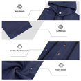 thumbnail image 6 of Delconic Mens Linen Blend Two Piece Set Hooded Half Placket Long Sleeve Shirt and Straight Leg Pants Casual Vacation Outfit Navy M, 6 of 8