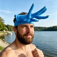 thumbnail image 3 of Printed Finger-Shaped Sun Visor Hat with Adjustable Strap, Rigid Plastic and Fabric, Face Shade for Beach Pool Party, 1 Count, 3 of 3