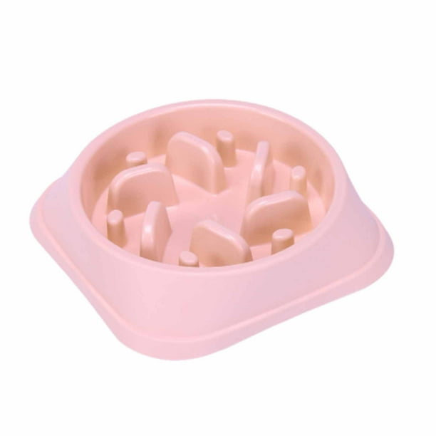 Comedero lento para perros, evita resbalones y derrames, promueve la digestión, comedero lento para gatos, color rosa claro 007