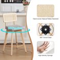 thumbnail image 5 of ONEVOG 26.2" Swivel Counter Stools Set of 2, Linen Upholstered with Breathable Cane Back, Farmhouse Counter Height Chairs for Kitchen Island,Gray, 5 of 10