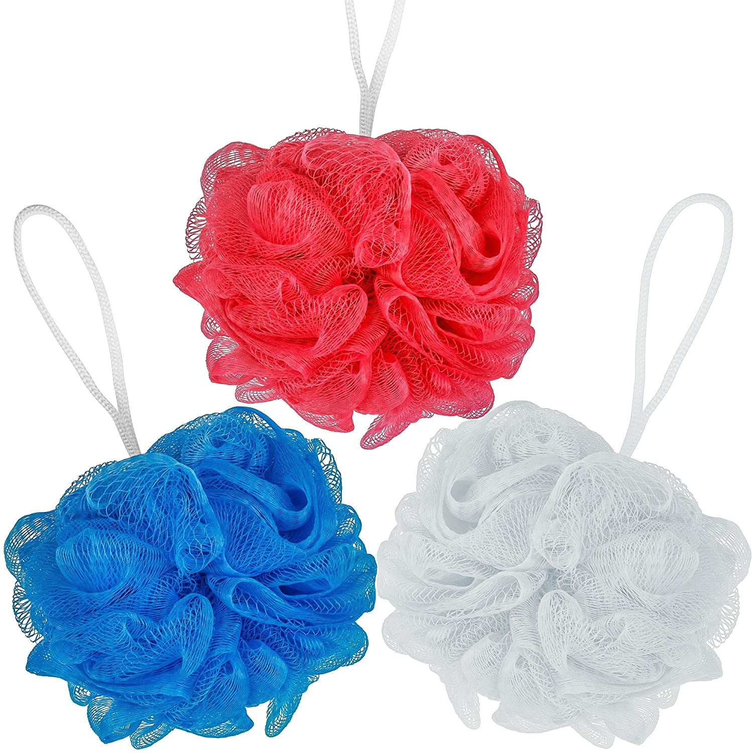 DecorRack Loofah Bath Sponges, Mesh Pouf Bath Body Shower Scrubber