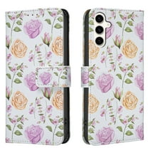 ELEHOLD Flip Wallet Phone Case For Samsung Galaxy A16 5G, Cute Butterfly Floral PU Leather Elegant Folio Design Card Slots, Kickstand Magnetic ClosureShockproof Case Cover ,G