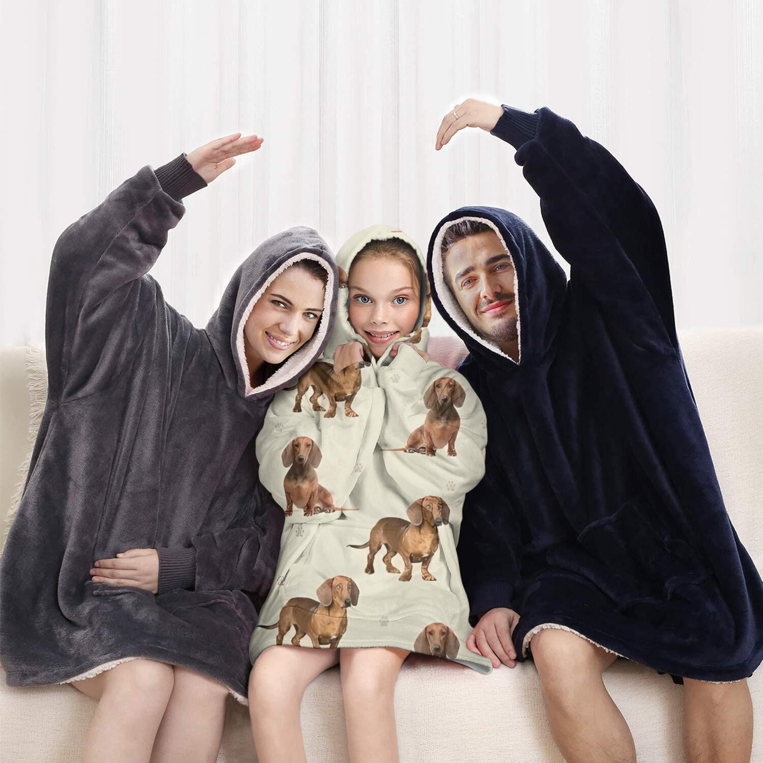 Dachshund Footprint Blanket Hoodies for Kids 6-13YR Oversize Wearable Blanket Hoodies for Boys Girls Teens