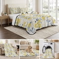 thumbnail image 6 of King Quilt Set 96''x106'', Yellow Blue Spring Floral Lightweight Bedspread Coverlet Set with 2 Pillow Shams, Summer Botanical Farmhouse Breathable All Season Quilt Bedding for Bedroom/Guest Room, 6 of 9