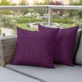 thumbnail image 4 of Vintage Dark Pillow Covers 2 Pack Purple Linen Texture Farmhouse Pillowcase Waterproof Outdoor Throw Pillow Cover for Patio Garden Square Cushion 24”x24”, 4 of 9
