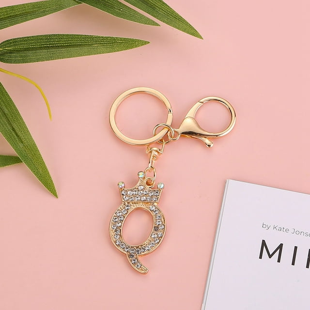 Stylish Metal Alphabet Letter Keychain Fashion Jewelry Accessory for Bags and Personal Items with Exquisite Encrusted Detailing