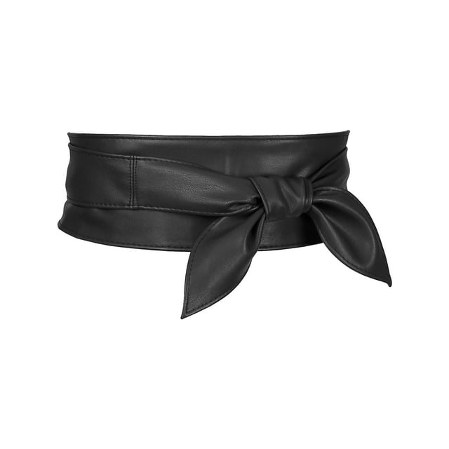 Cinturones Obi para Mujeres Talla Grande INSPIRE CHIC, Cinturón Anudado de Autoajuste, Cinturón Ancho para Vestidos Negro 37.40-40.16
