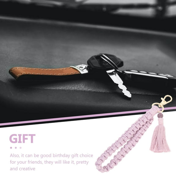 PAMINGONO Wristlet Key Chain Macrame Keychain Bracelet Purple Zinc Alloy 1Pack