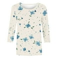 thumbnail image 4 of JTZGDY Womens Tops Cute Wildflower Printed Summer 3/4 Sleeve Crew Neck Basic Tunic T-Shirts Plus Size Dressy Casual Work Business Tees Blouse Multicolor#29 XXXXL, 4 of 5