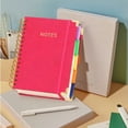 thumbnail image 5 of Hardcover Spiral Notebook Journal with Removable Dividers Tabs, 300 Pages Leather 5 Subject Notebook College Ruled, 5.7"×8.3" Large Notebooks for Work Study Note Taking, Journal for Women,Hot Pink, 5 of 8